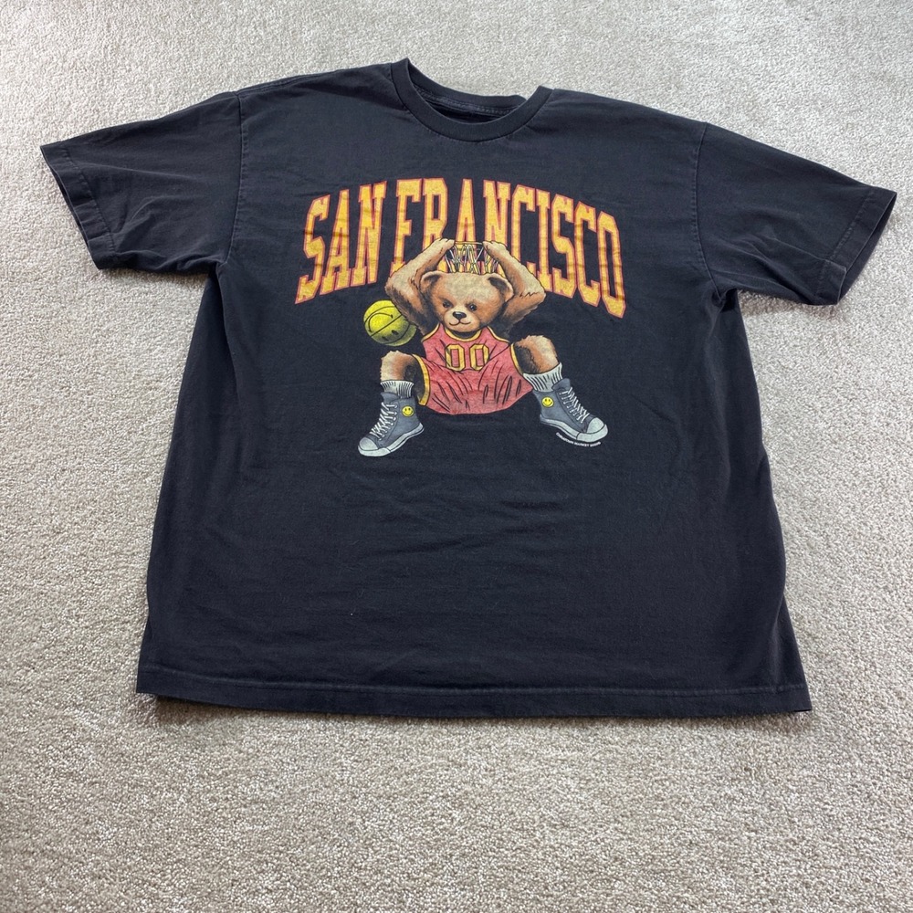 Chinatown Market Shirt Mens XL Black San Francisco Basketball Bear Graphic